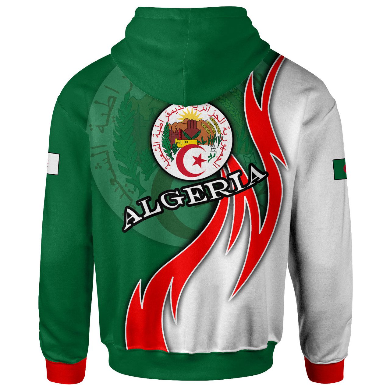 Algeria Hoodie – Custom Algeria Coat Of Arms Fire Style Hoodie