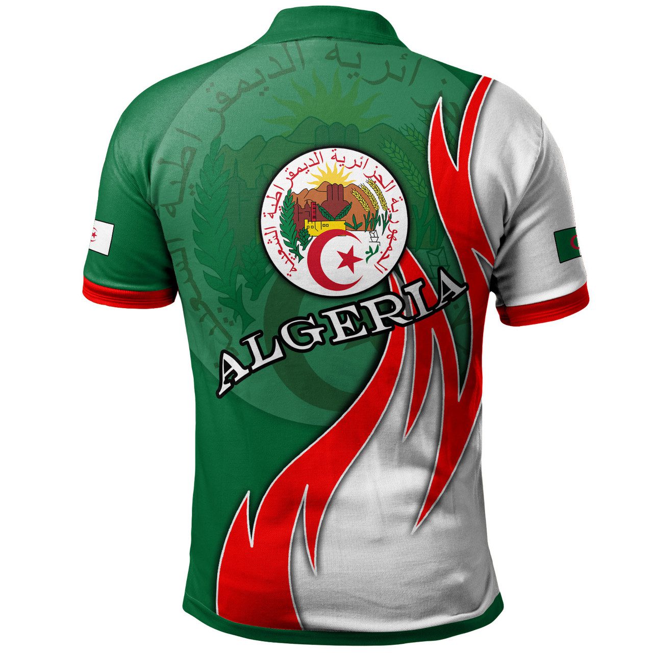 Algeria Polo Shirt – Custom Algeria Coat Of Arms Fire Style Polo Shirt