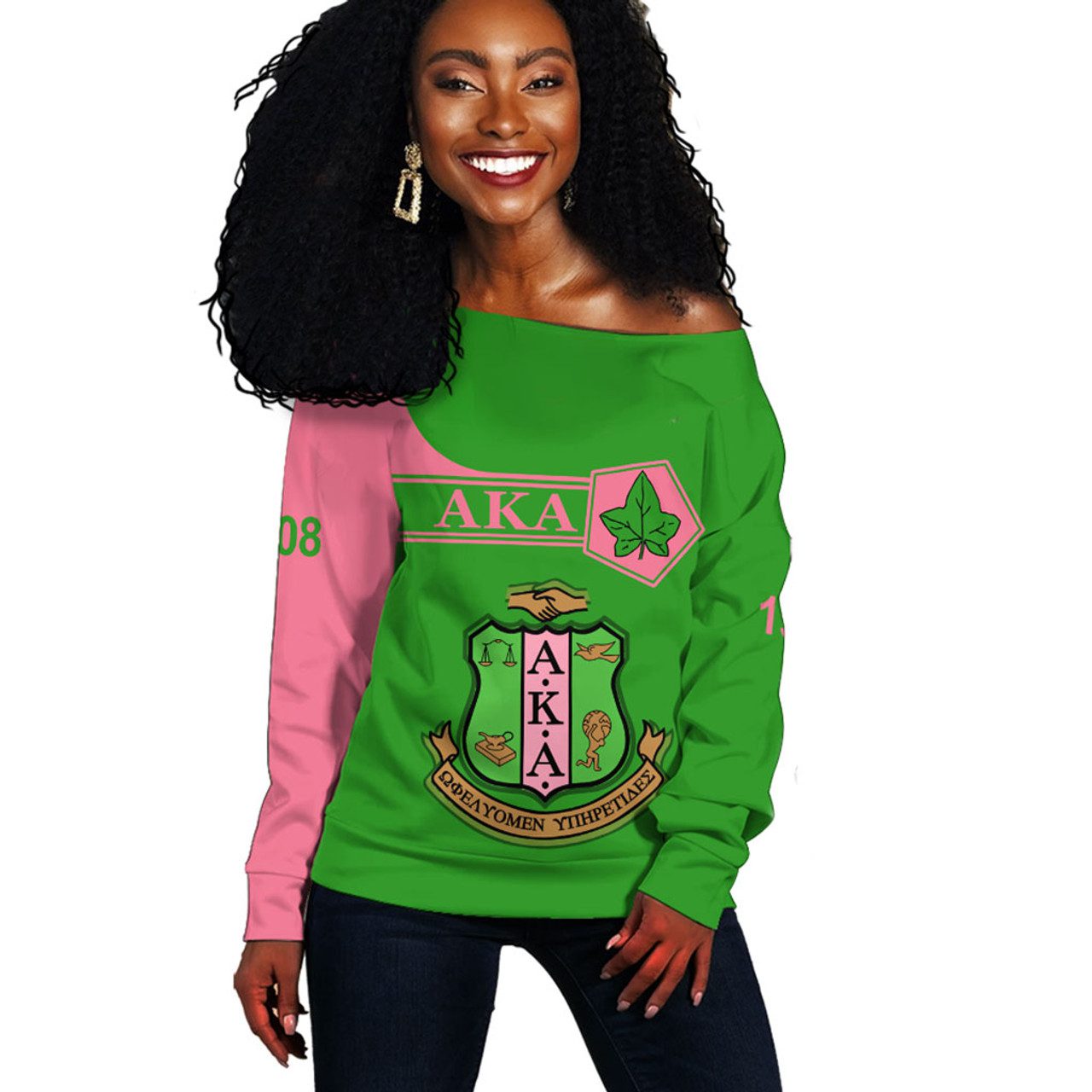 Alpha Kappa Alpha Off Shoulder Sweatshirt Custom Simple Style