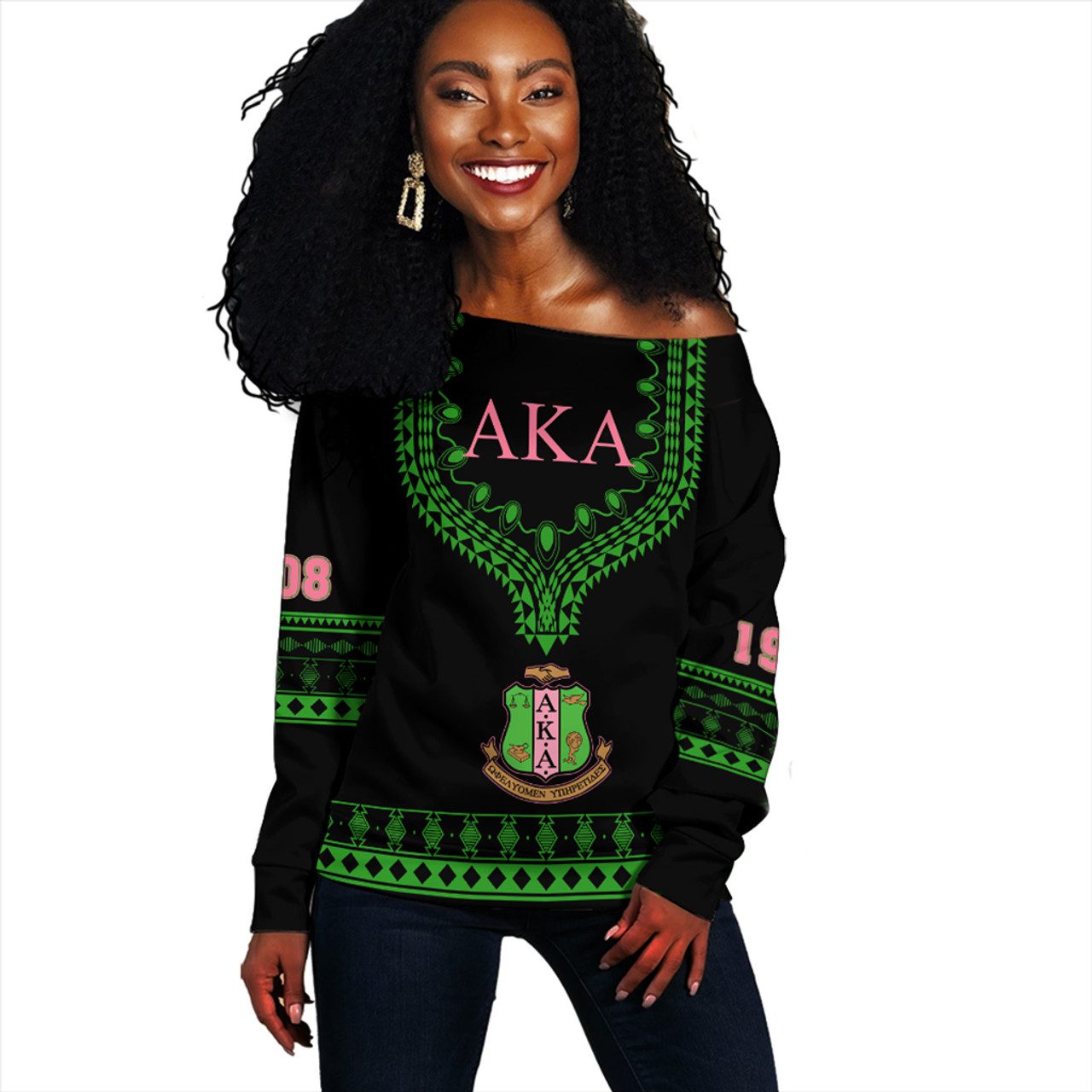 Alpha Kappa Alpha Off Shoulder Sweatshirt Dashiki Alva Style