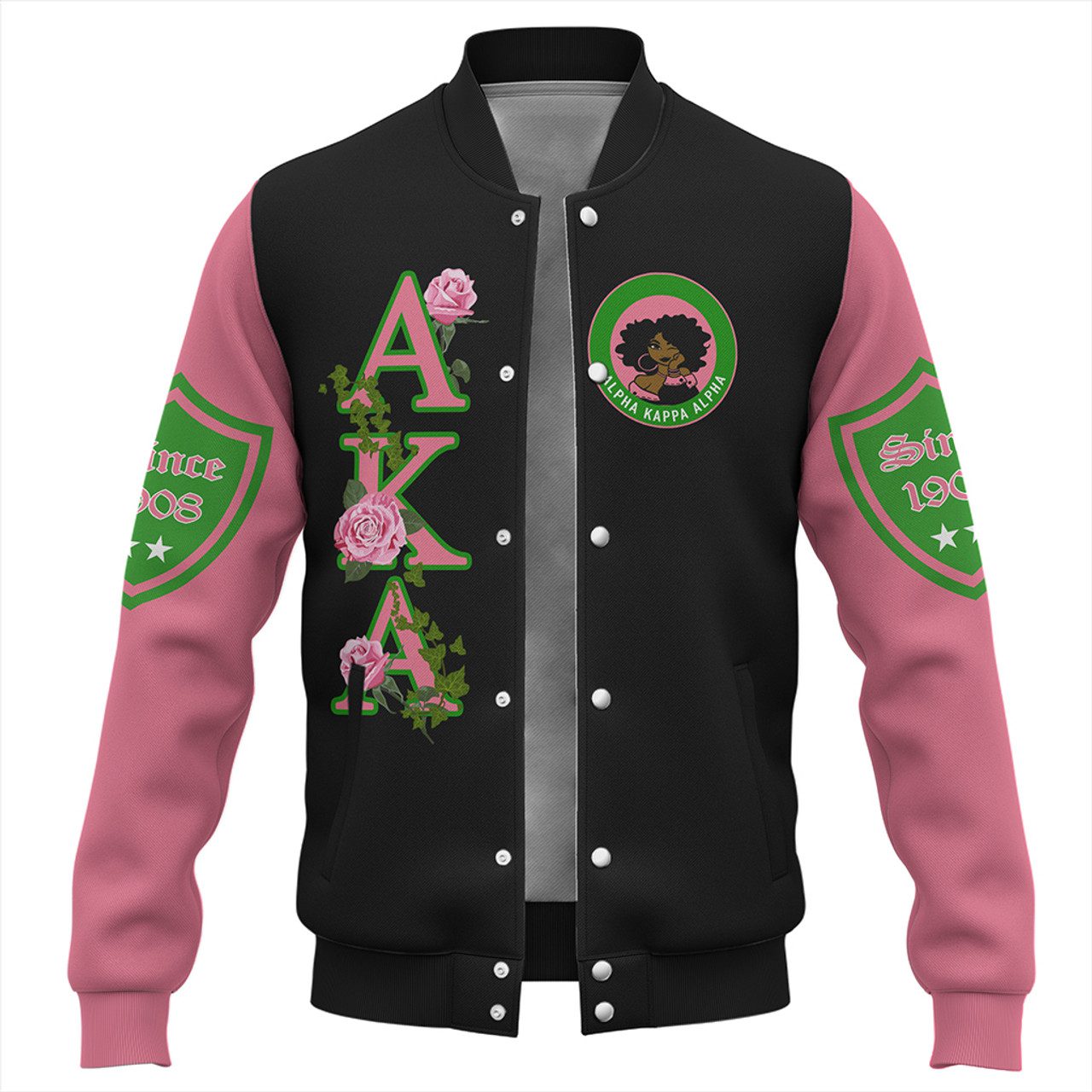 Alpha Kappa Alpha Baseball Jacket Pink Rose
