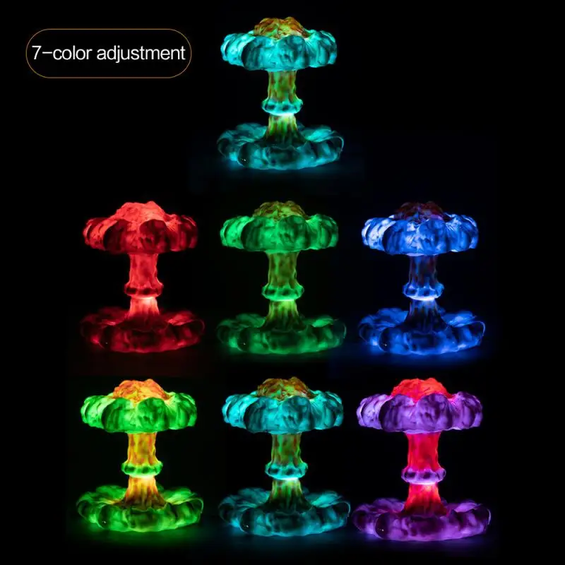 Jellyfish Creative 3D Nuclear Explosion Mushroom Cloud LED Night Light Dimmable Desk Table Lamp For Home Bedroom Decor Gift NT