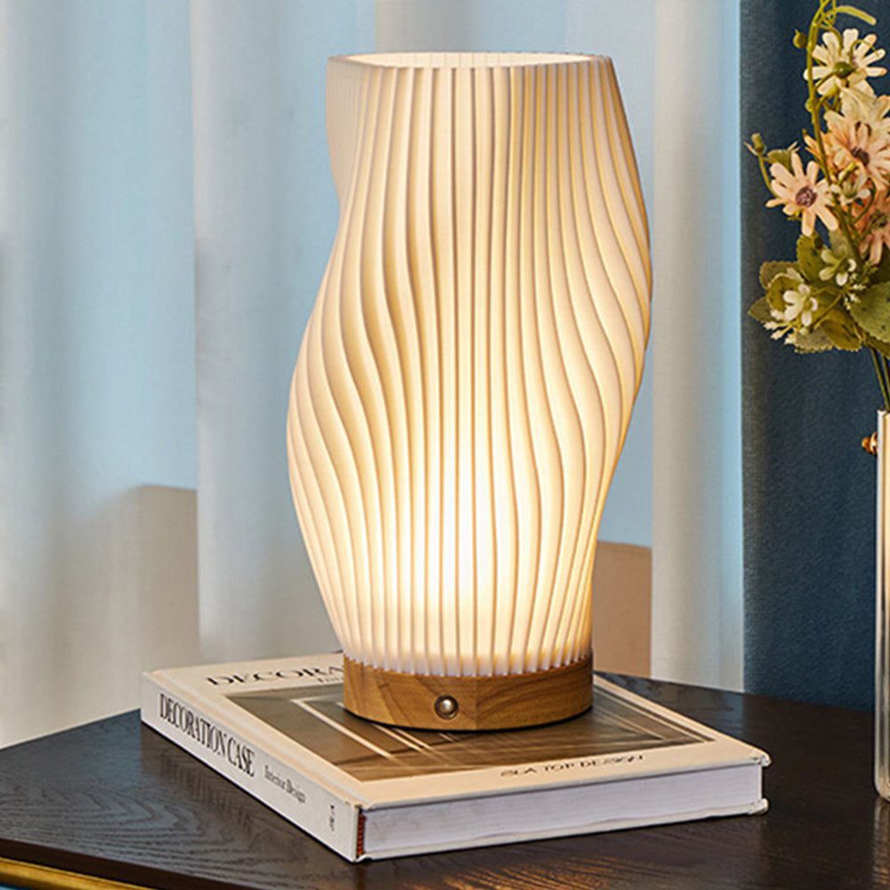 Wooden Led Table Lamp Cordless Rechargeable- Wave