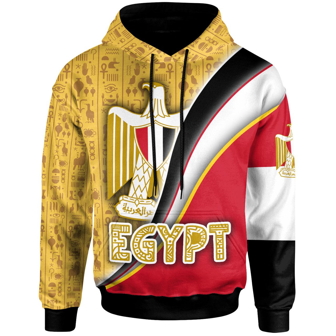 Egypt Hoodie – Custom Flag With Egyptian Hieroglyphics Hoodie