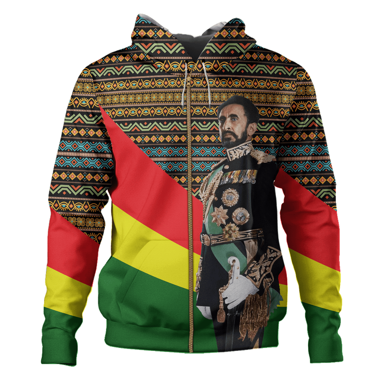 Ethiopia Hoodie Adinkra Rastafarian King Reggae