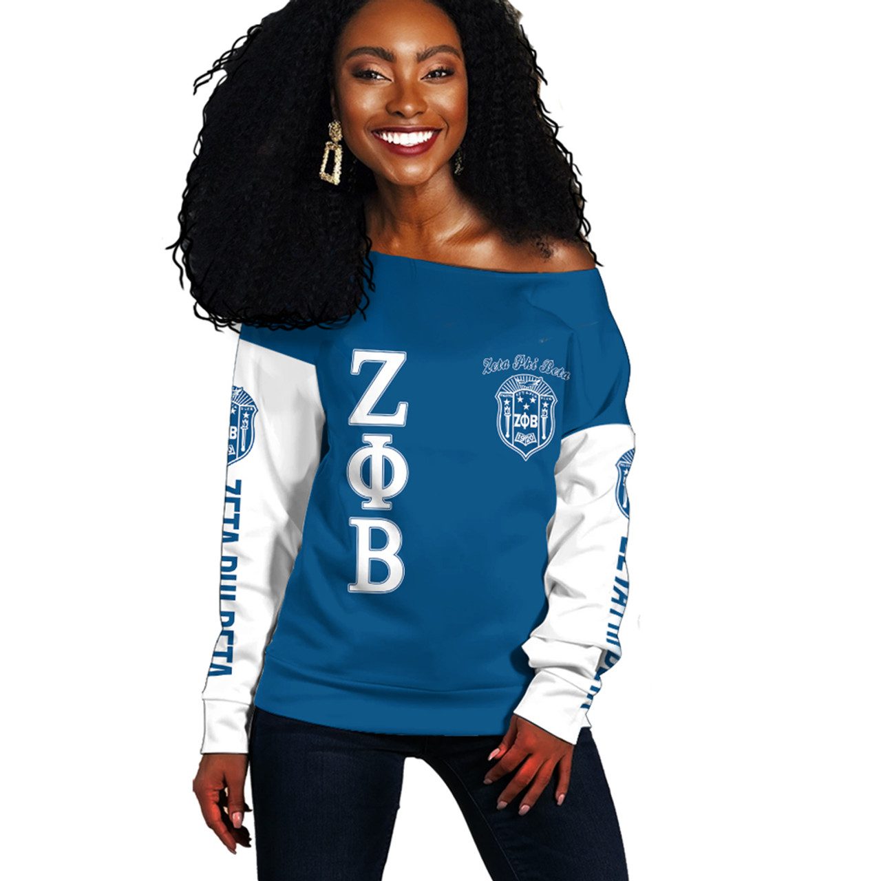 Zeta Phi Beta Off Shoulder Sweatshirt Lux Sisterhood