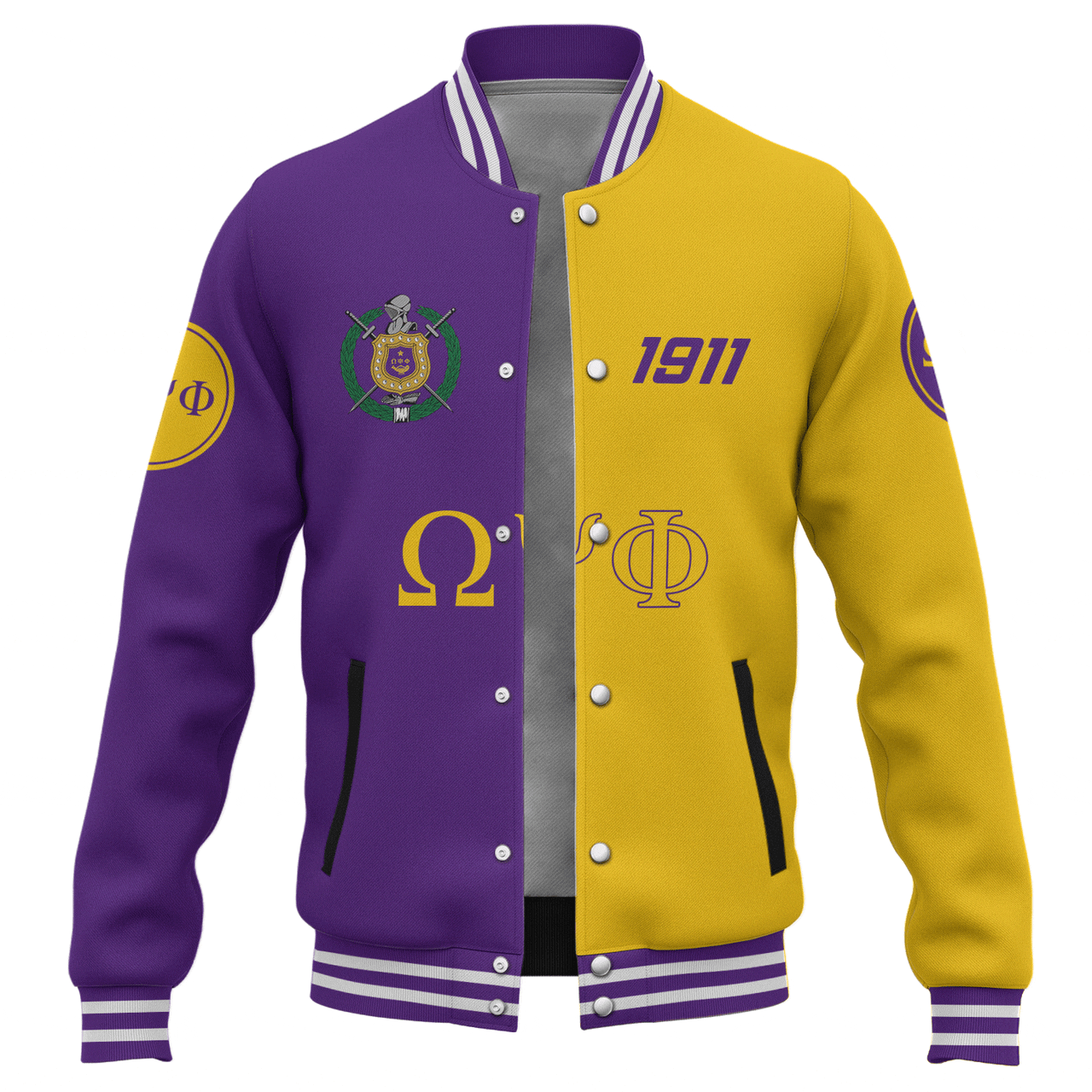 Omega Psi Phi Baseball Jacket Half Circle