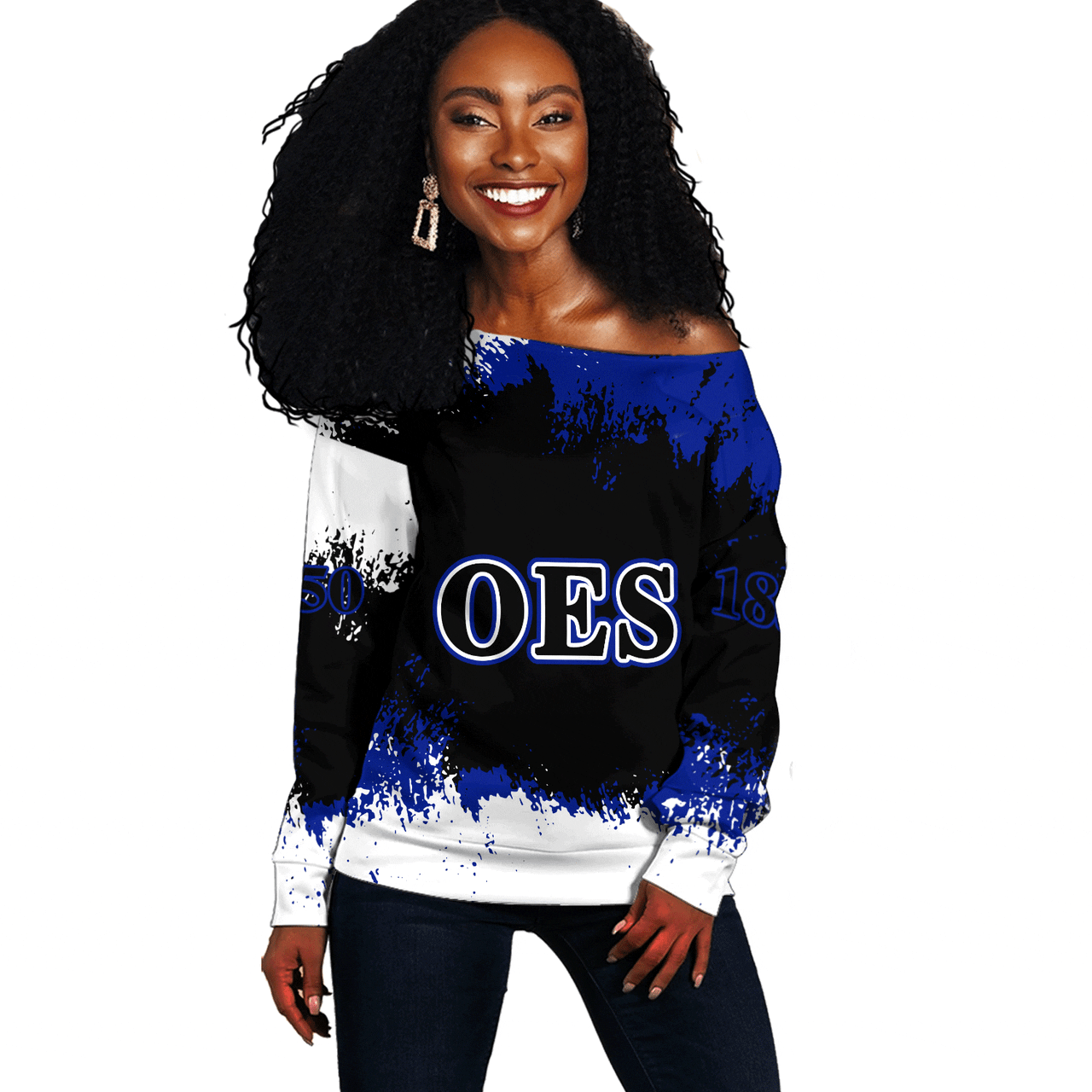 Order of the Eastern Star Off Shoulder Sweatshirt Face Style