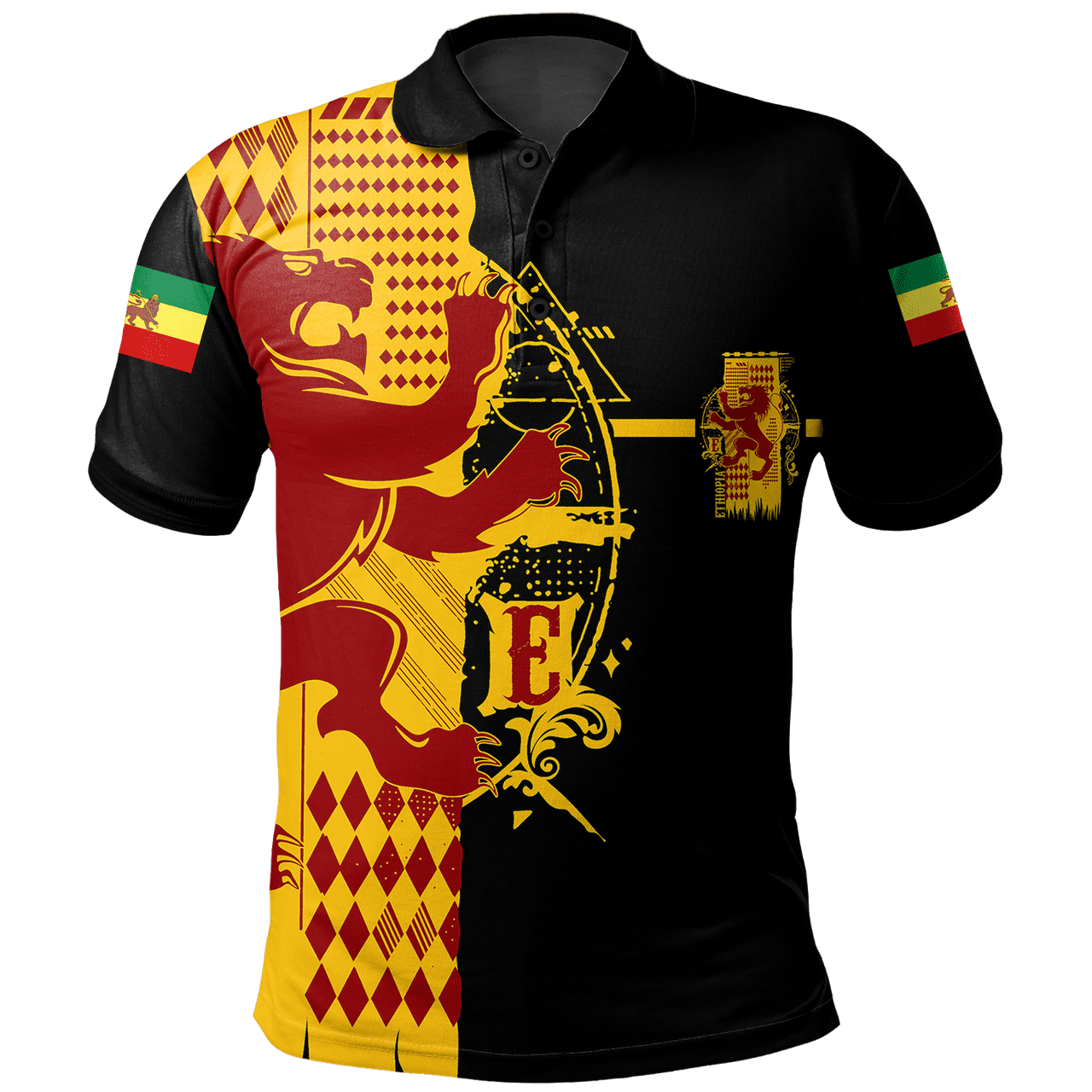 Ethiopia Polo Shirt King Of Lion Black