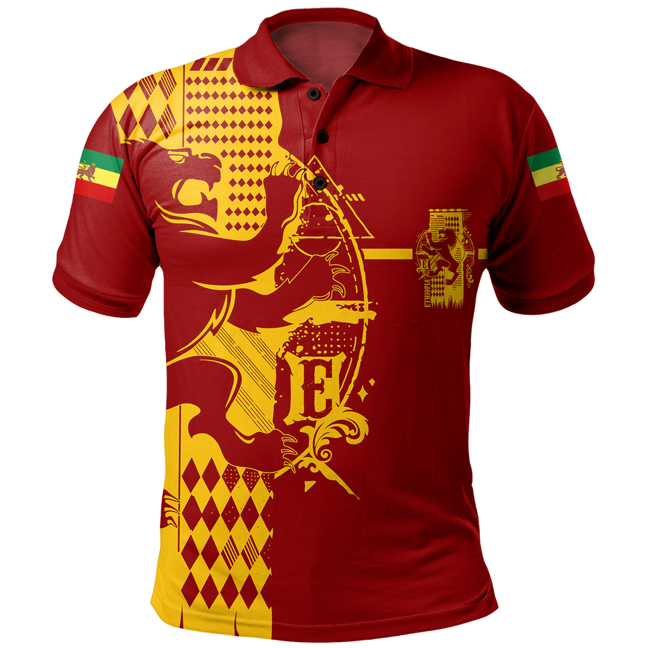 Ethiopia Polo Shirt King Of Lion Red