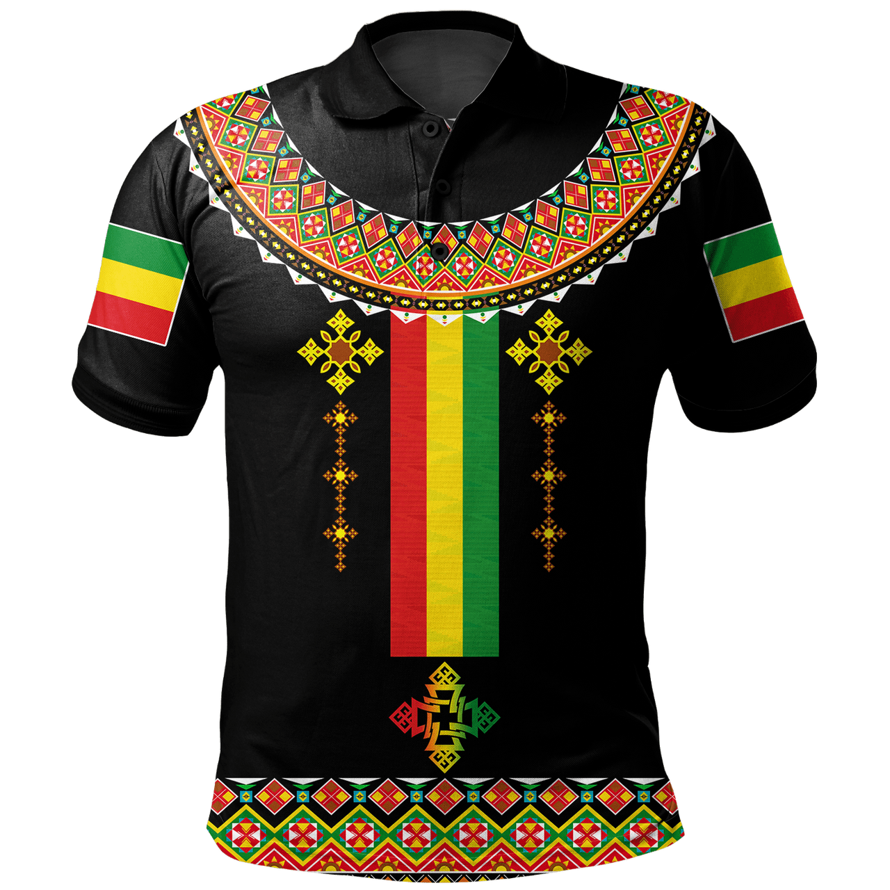 Ethiopia Polo Shirt Cross Africa Pattern