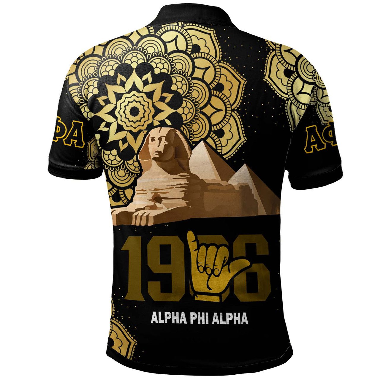 Alpha Phi Alpha Polo Shirt – Fraternity Hand Sign with Kong 1906 and Mandala Pattern Polo Shirt