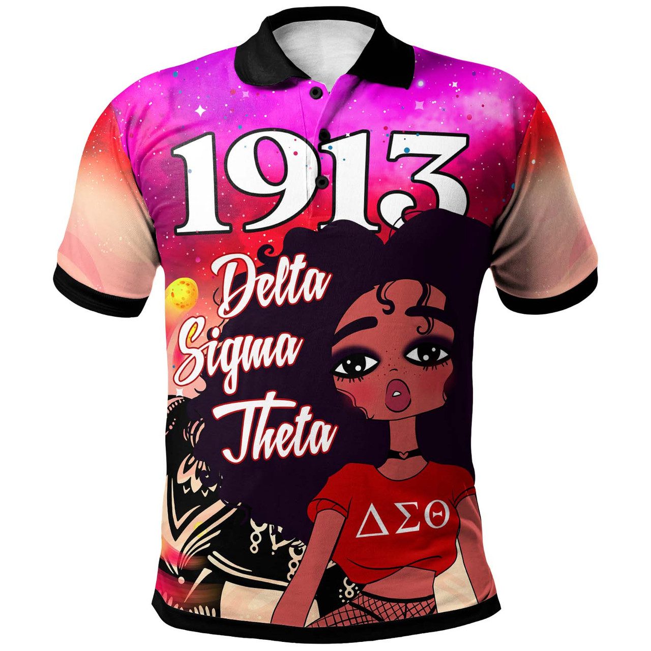 Delta Sigma Theta Polo Shirt – Custom Sorority Delta Sigma Theta Girl Galaxy Dreaming Style 1913 Polo Shirt