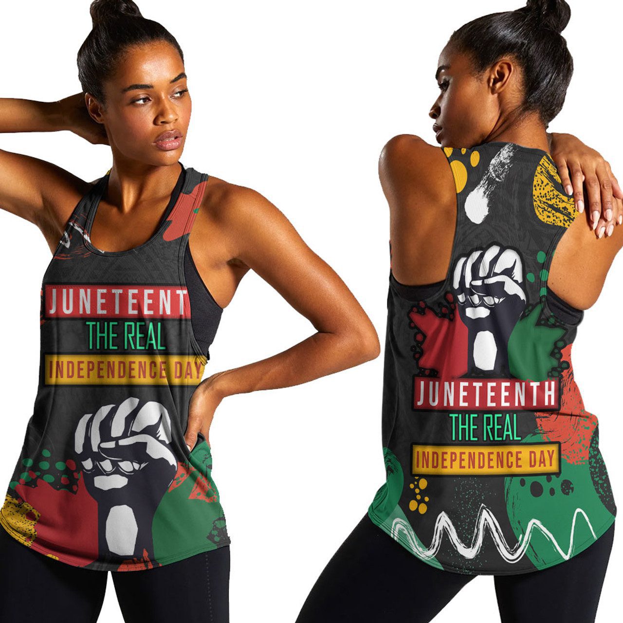 Juneteenth The Real Independence Day Women Racerback Tanks