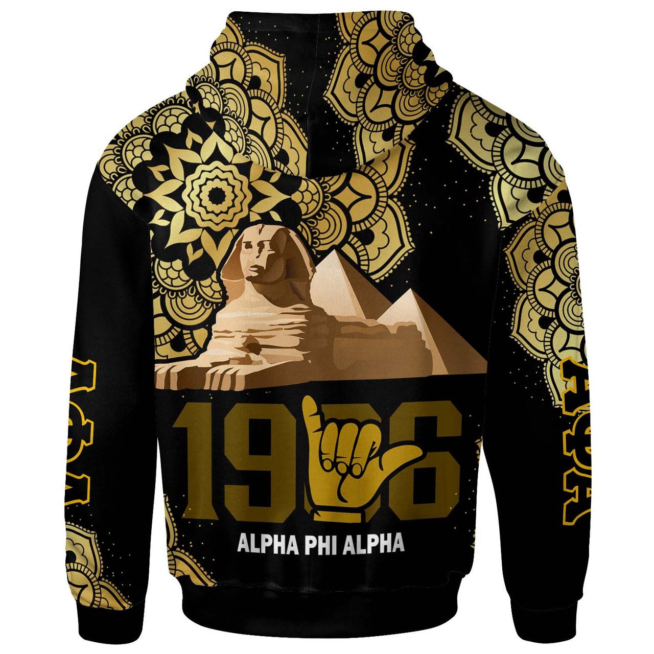 Alpha Phi Alpha Hoodie – Fraternity Hand Sign with Kong 1906 and Mandala Pattern Hoodie