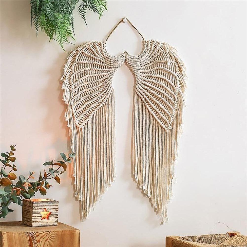 Macrame Boho Tapestry: Angels Wing Wall Hanging, Woven Bohemian Wall Decor for Apartment, Bedroom, Living Room – Home Decoration