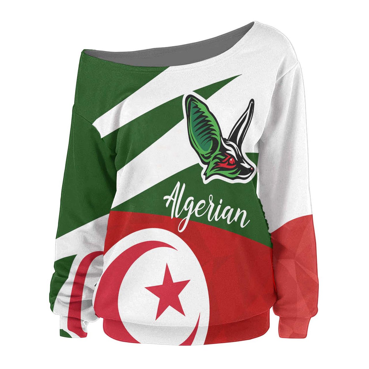 Algeria Women Off Shoulder Sweater – Algerian Independence Day with Fennec Fox Women Off Shoulder Sweater
