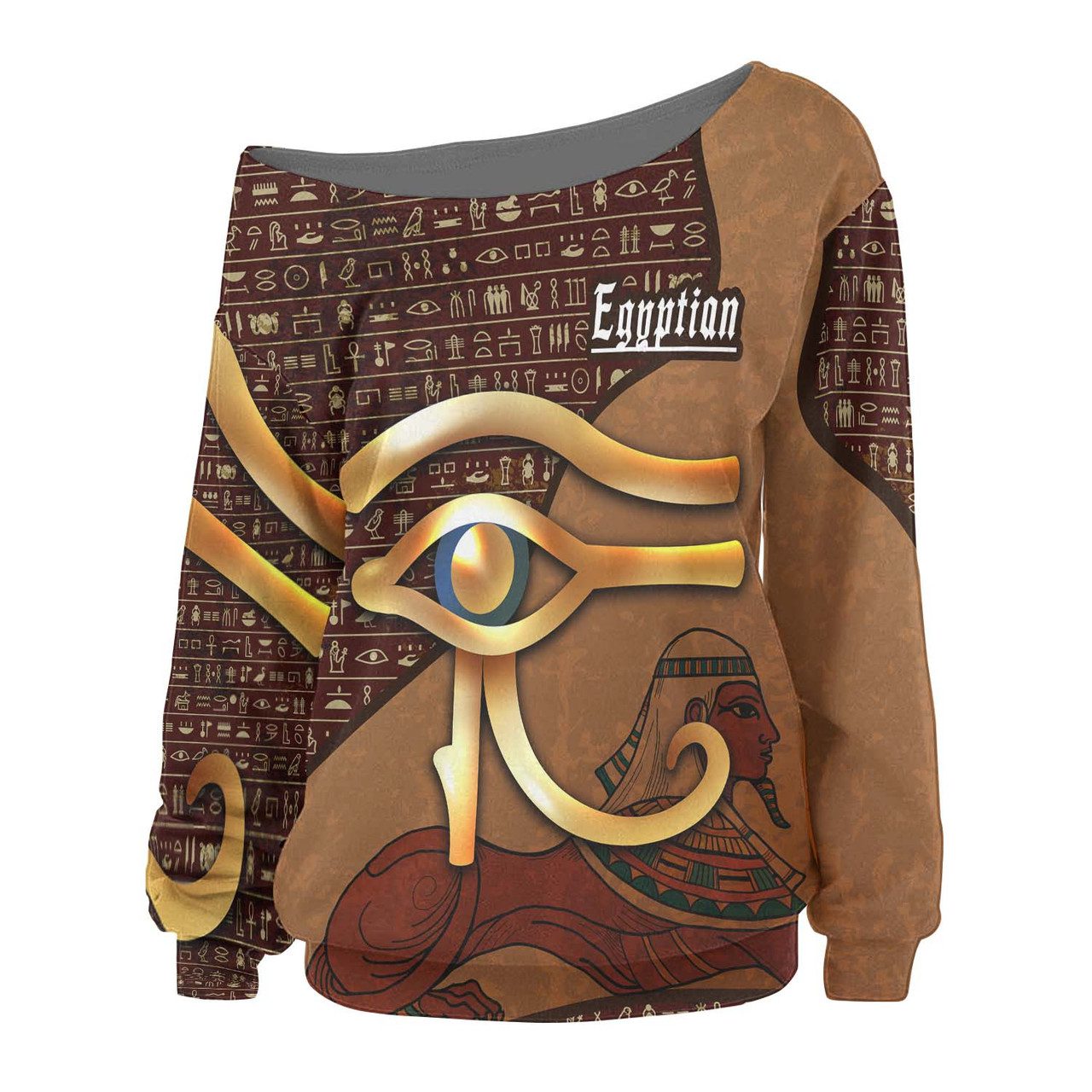 Egyptian Women Off Shoulder Sweater – Ra Egypt Ancient Hyeroglyphs Culture Women Off Shoulder Sweater