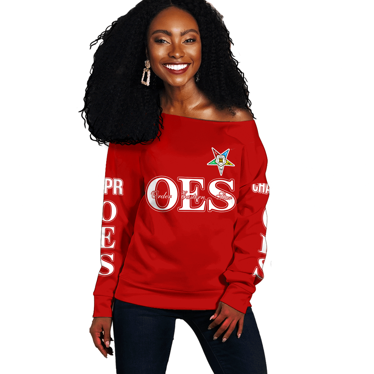 Order of the Eastern Star Off Shoulder Sweatshirt Custom Chapter And Spring Style