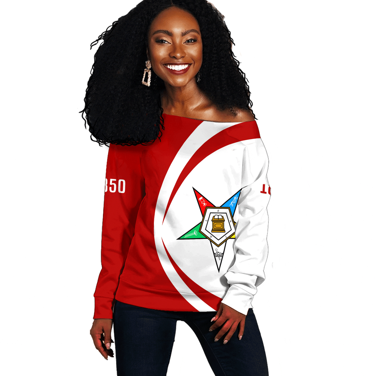 Order of the Eastern Star Off Shoulder Sweatshirt Circle Style