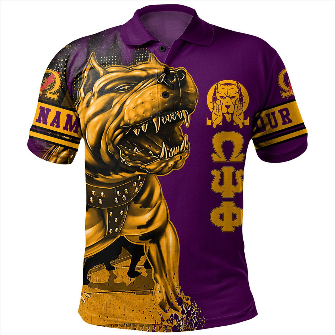 Omega Psi Phi Polo Shirt Custom Big Golden Bulldog