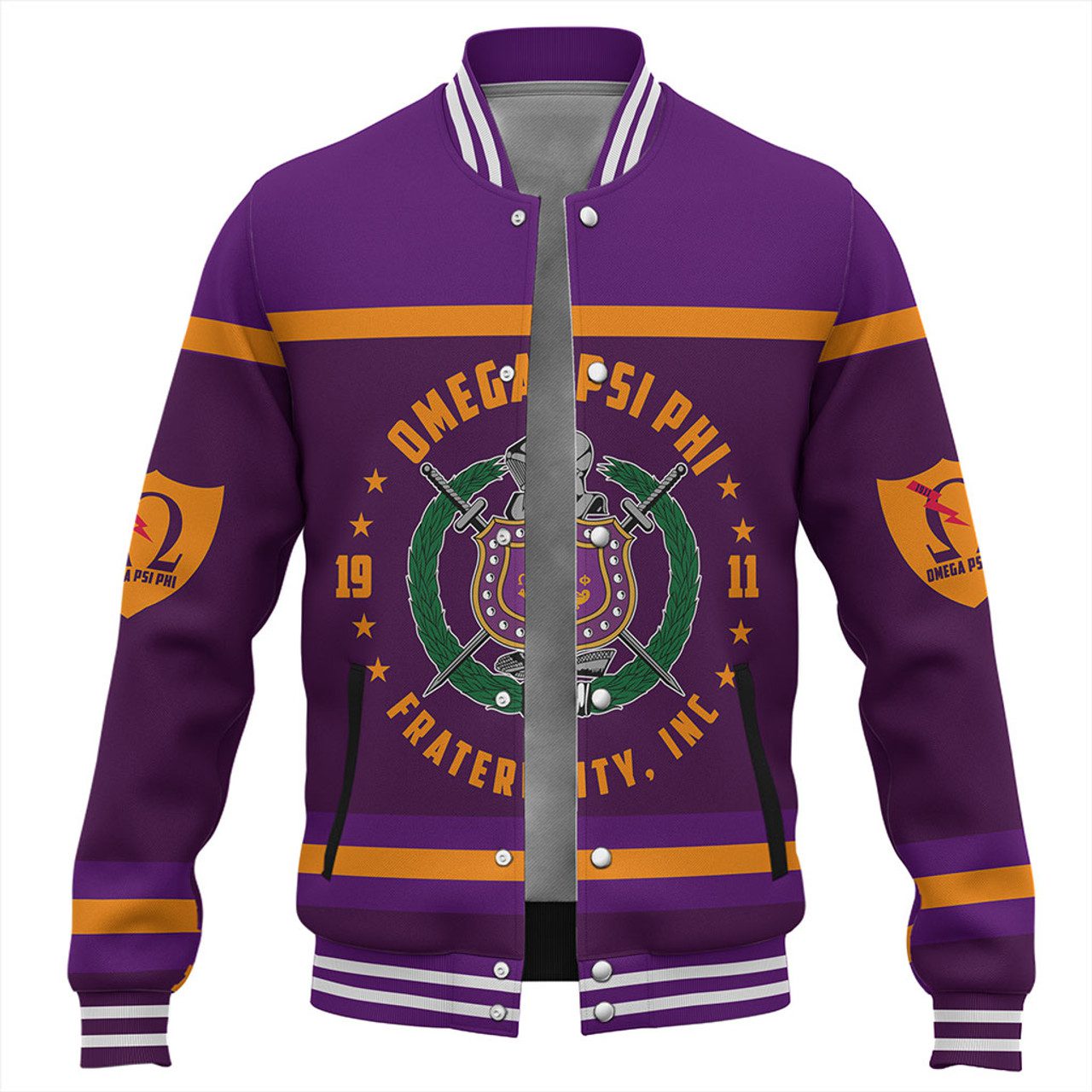 Omega Psi Phi Baseball Jacket Crest Style