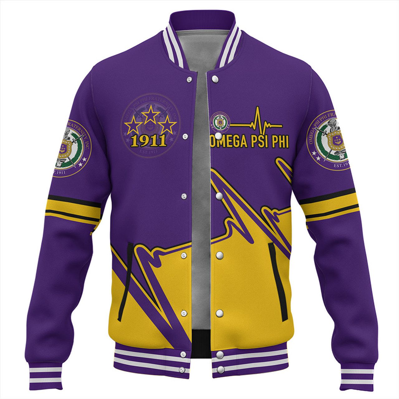 Omega Psi Phi Baseball Jacket Custom Heartbeat