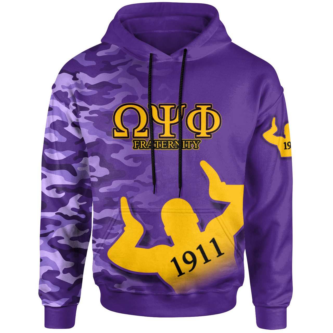 Omega Psi Phi Hoodie – Custom Fraternity Hand Gesture Camouflage Patterns Hoodie