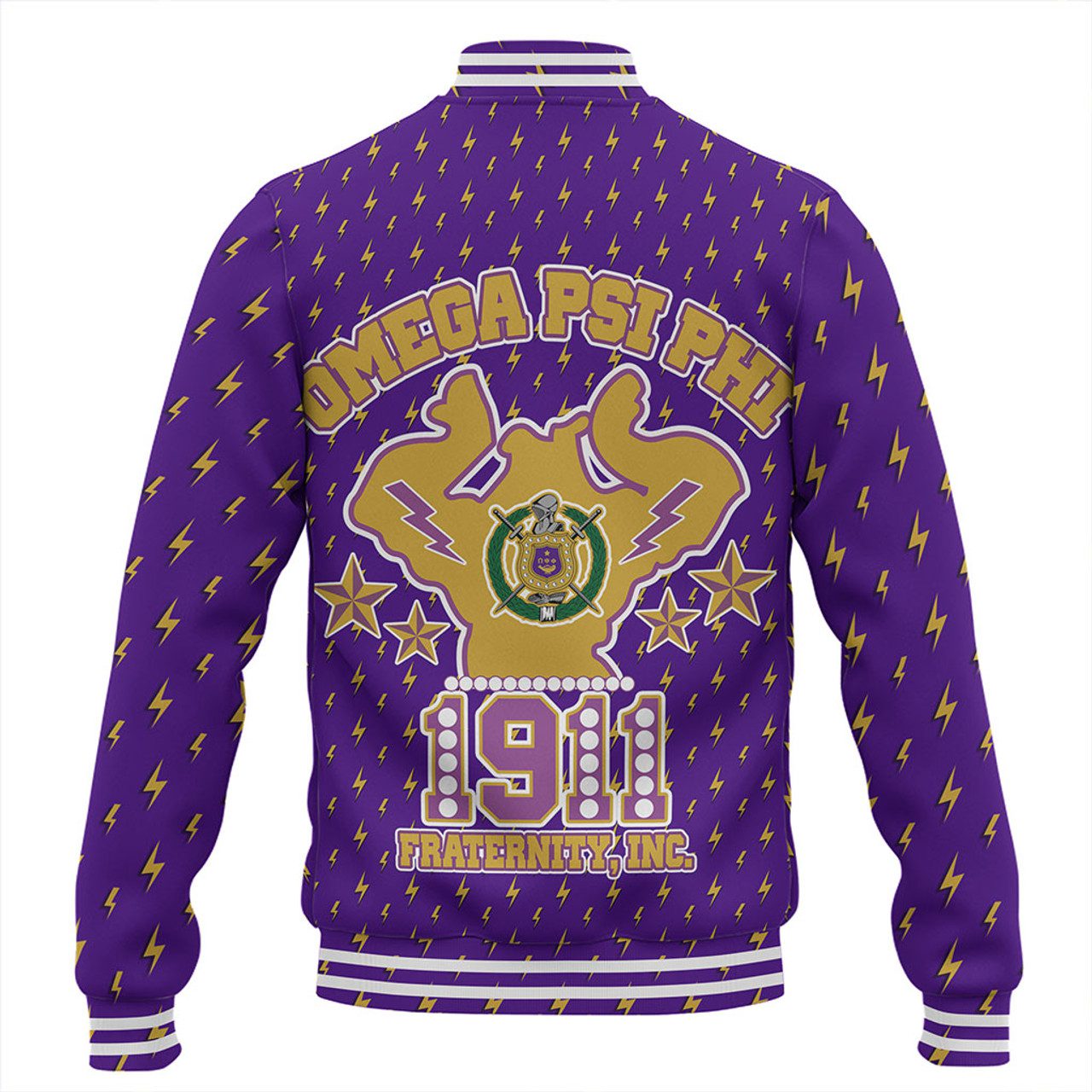 Omega Psi Phi Baseball Jacket Thunder Hand Sign