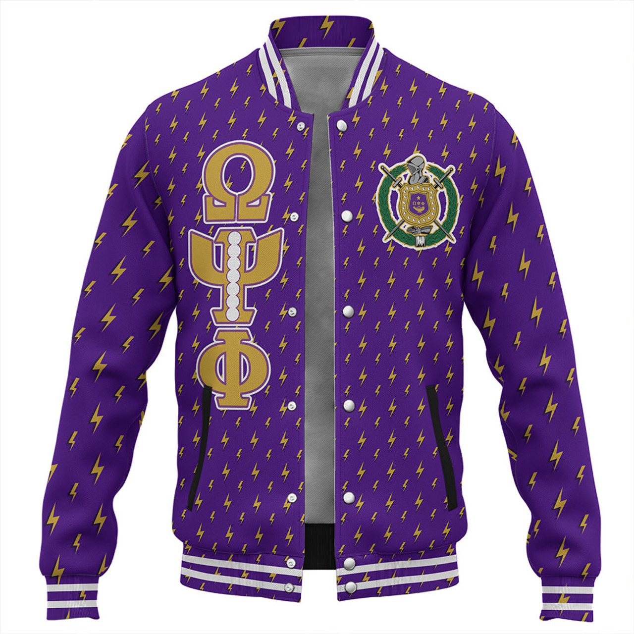 Omega Psi Phi Baseball Jacket Thunder Hand Sign