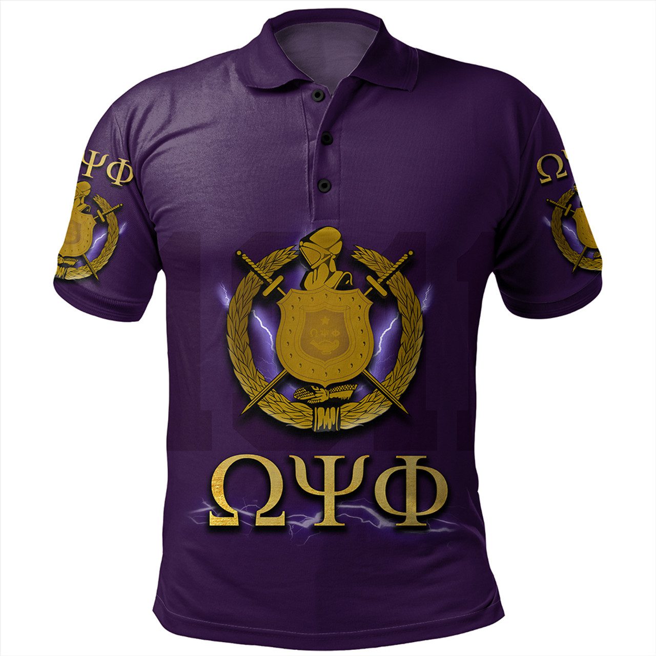 Omega Psi Phi Polo Shirt Bulldog Crown Psi Hand Sign Army Boots