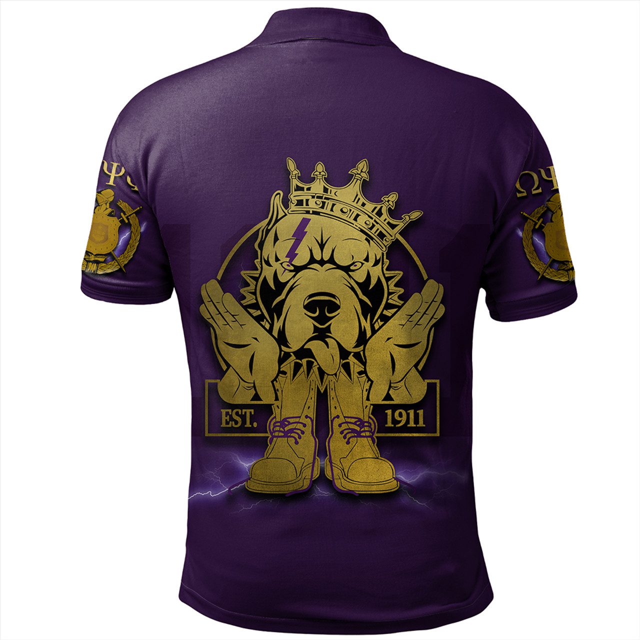 Omega Psi Phi Polo Shirt Bulldog Crown Psi Hand Sign Army Boots