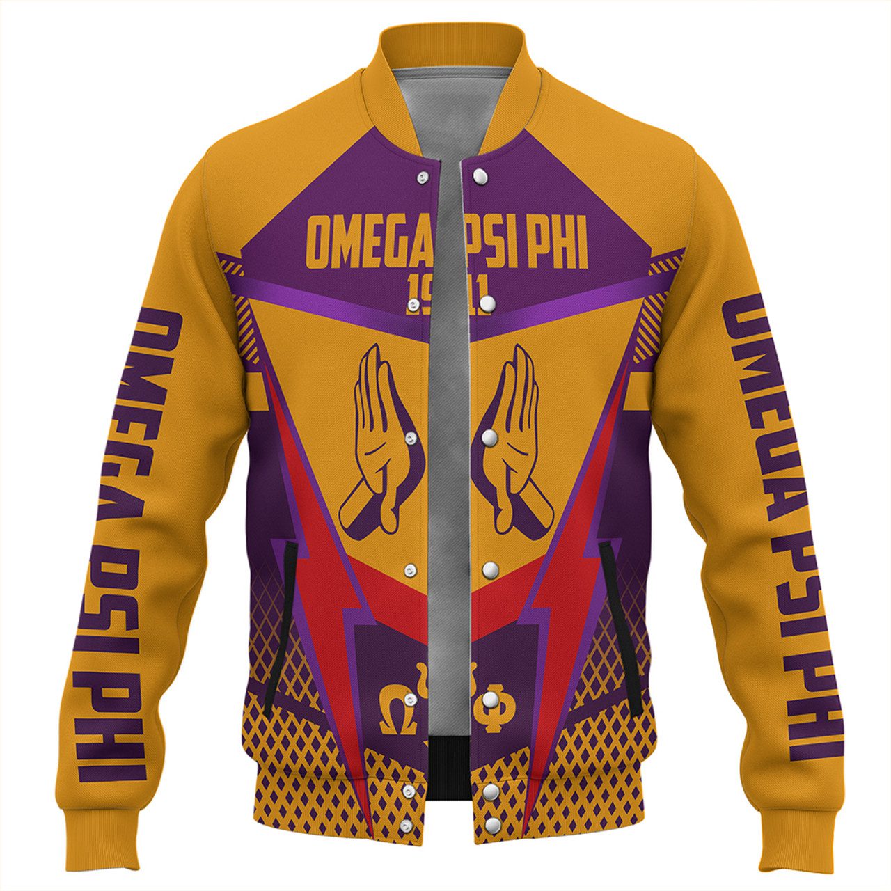 Omega Psi Phi Baseball Jacket Logo Thunder Style