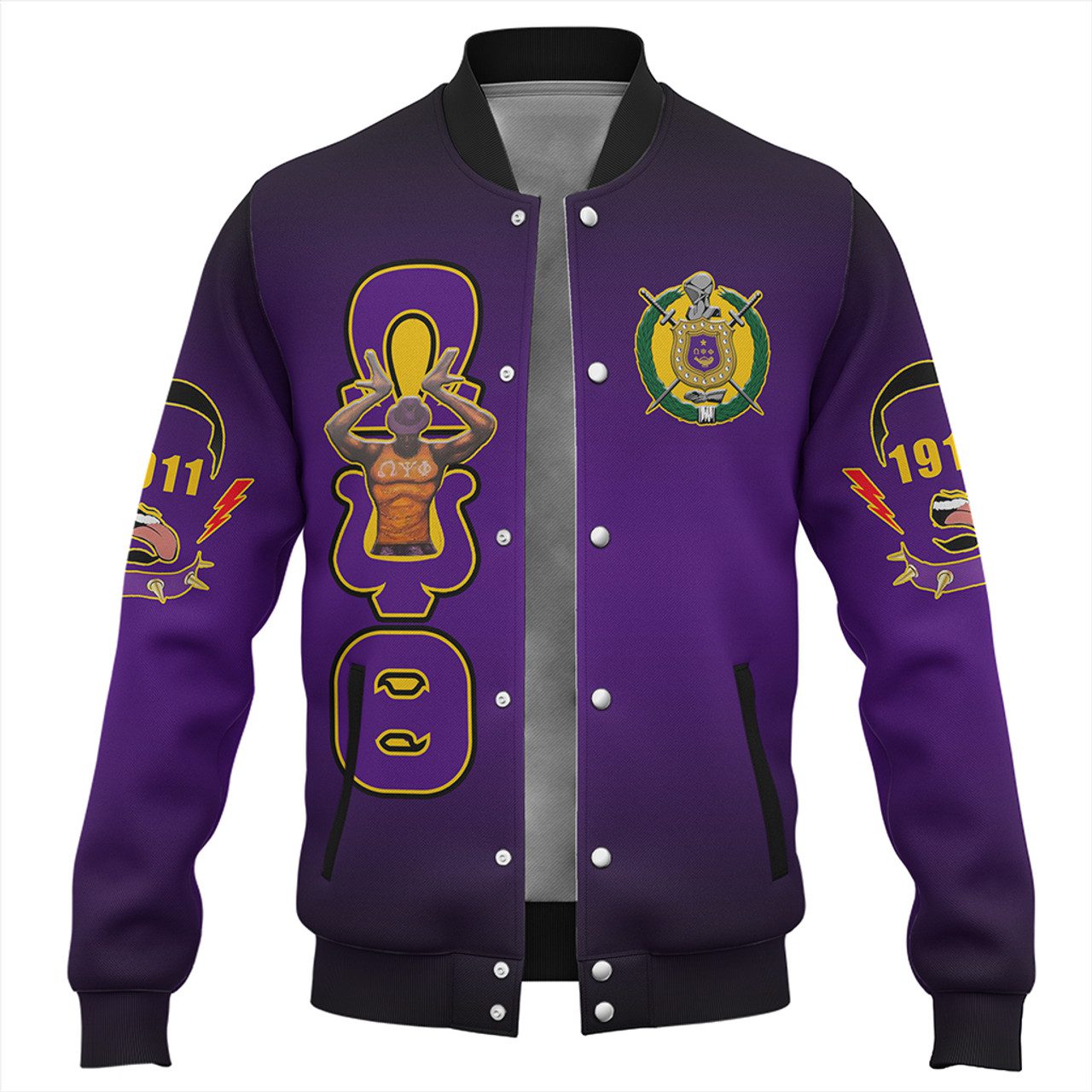 Omega Psi Phi Baseball Jacket Que