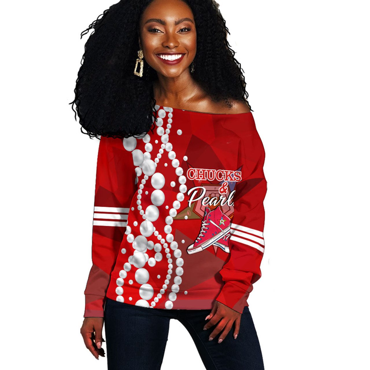 Order of the Eastern Star Off Shoulder Sweatshirt Greek Life Chuck And Pearls