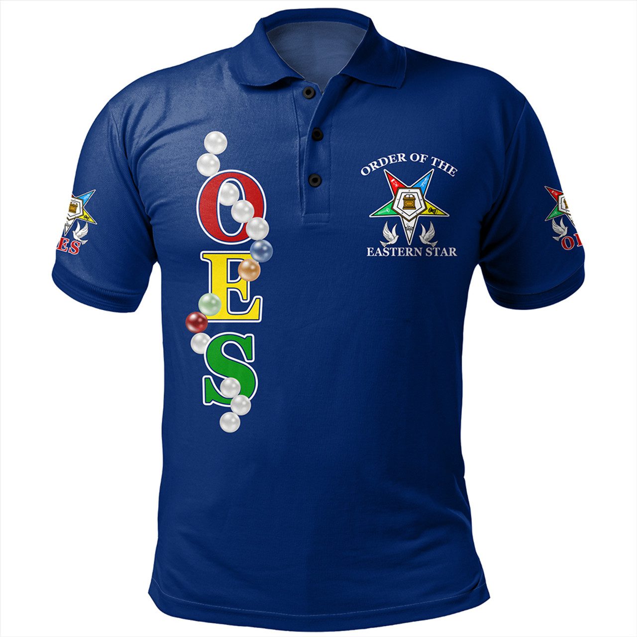 Order of the Eastern Star Polo Shirt Pearls Blue