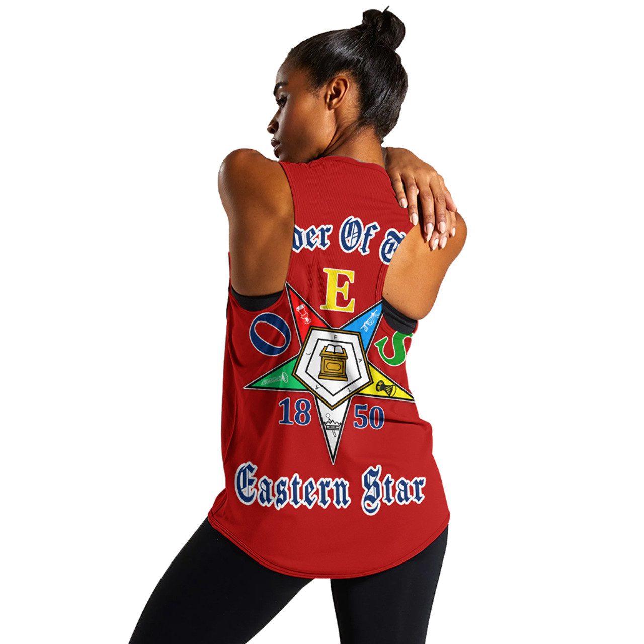Order of the Eastern Star Women Tank Pearls Red