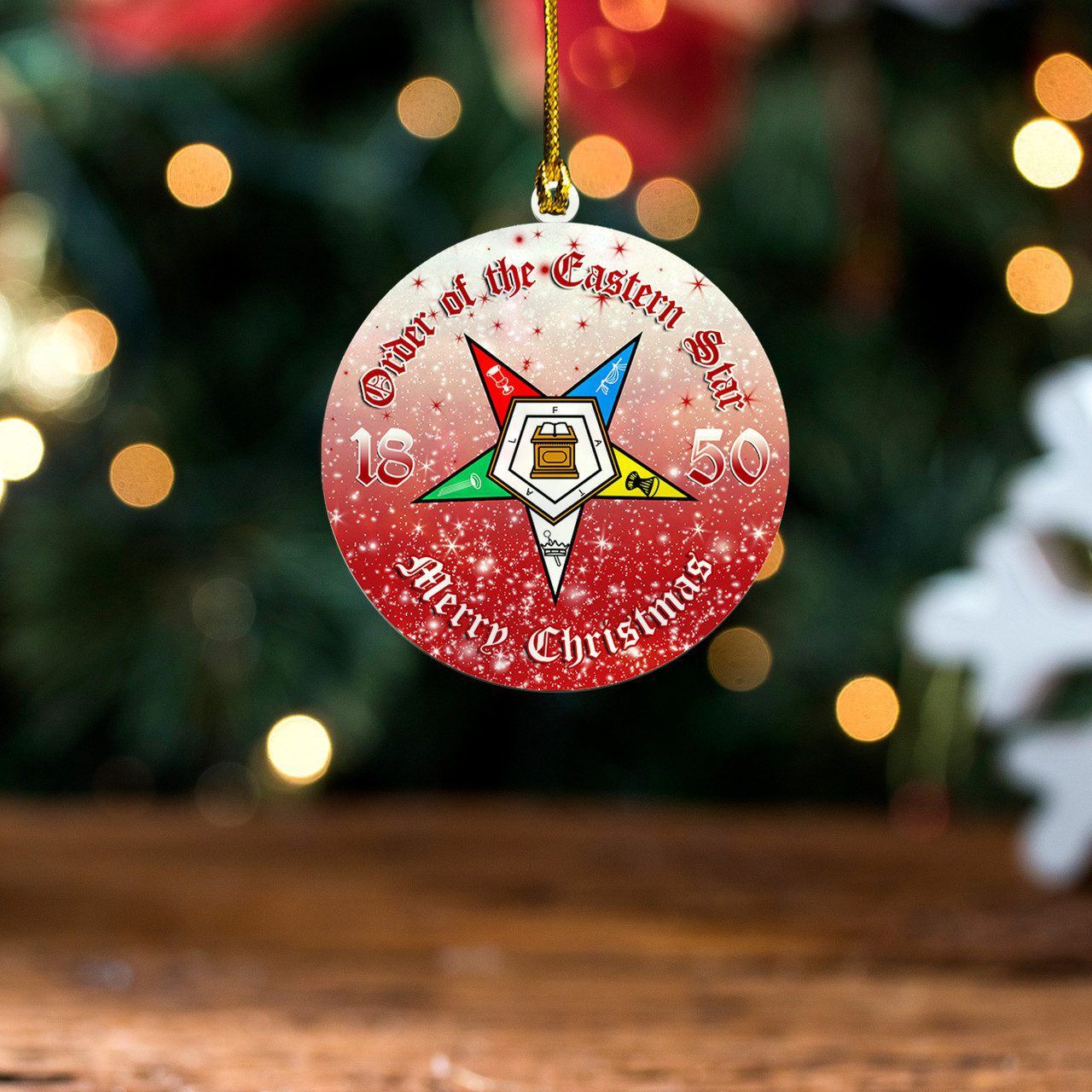 Order of the Eastern Star Acrylic Ornament Merry Christmas