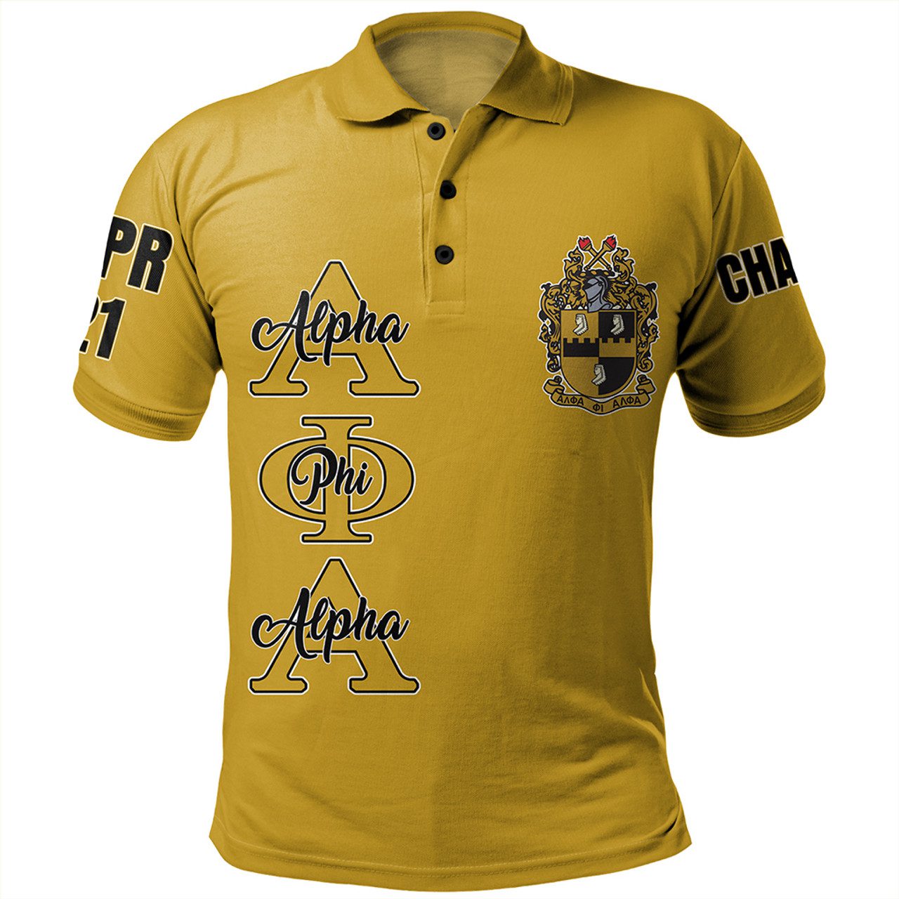 Alpha Phi Alpha Polo Shirt Custom Fraternity Gold