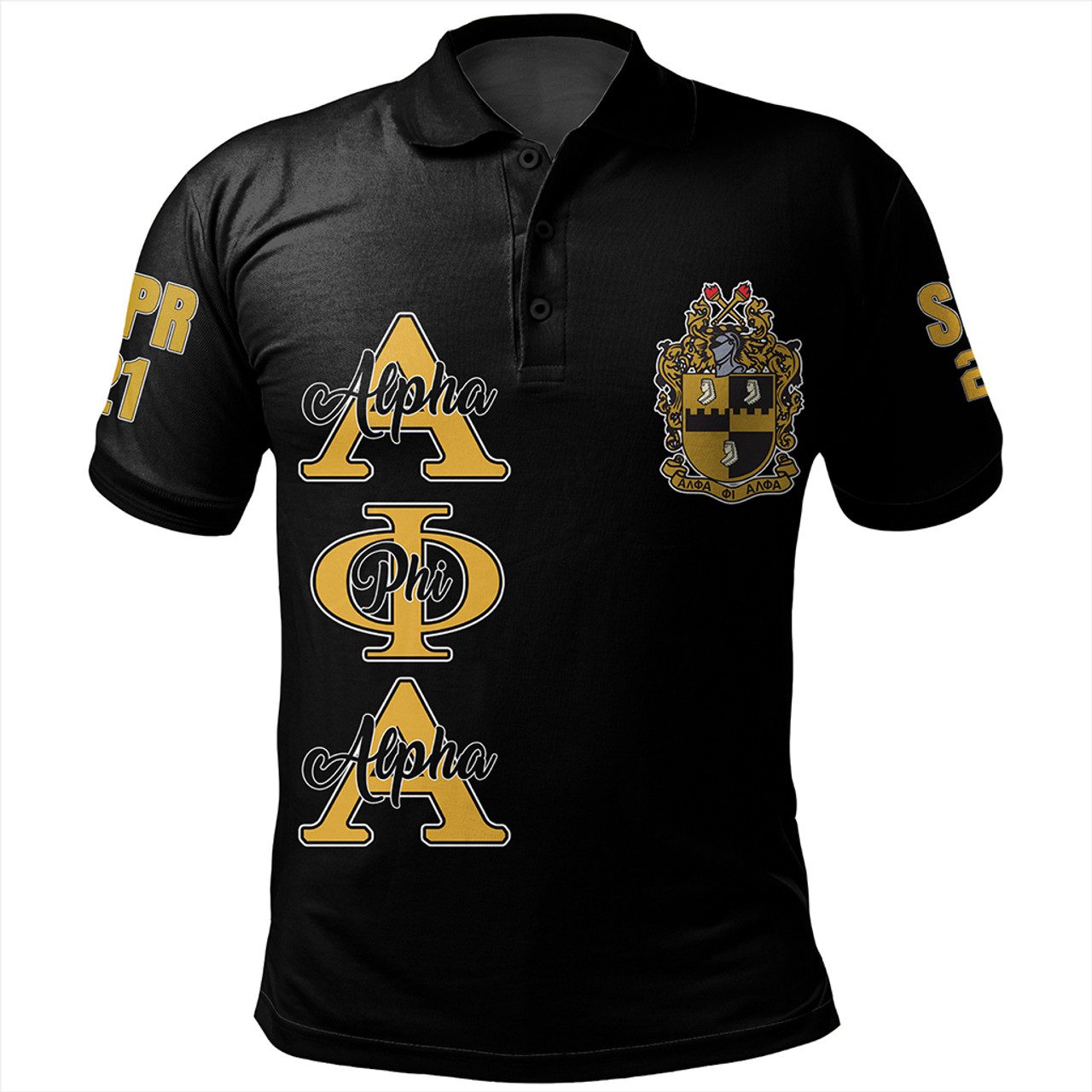 Alpha Phi Alpha Polo Shirt Custom Fraternity Black