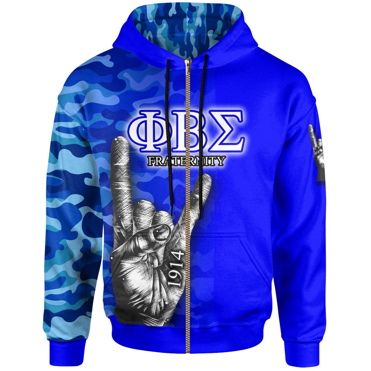 Phi Beta Sigma Hoodie – Custom Fraternity Hand Gesture Camouflage Patterns Hoodie