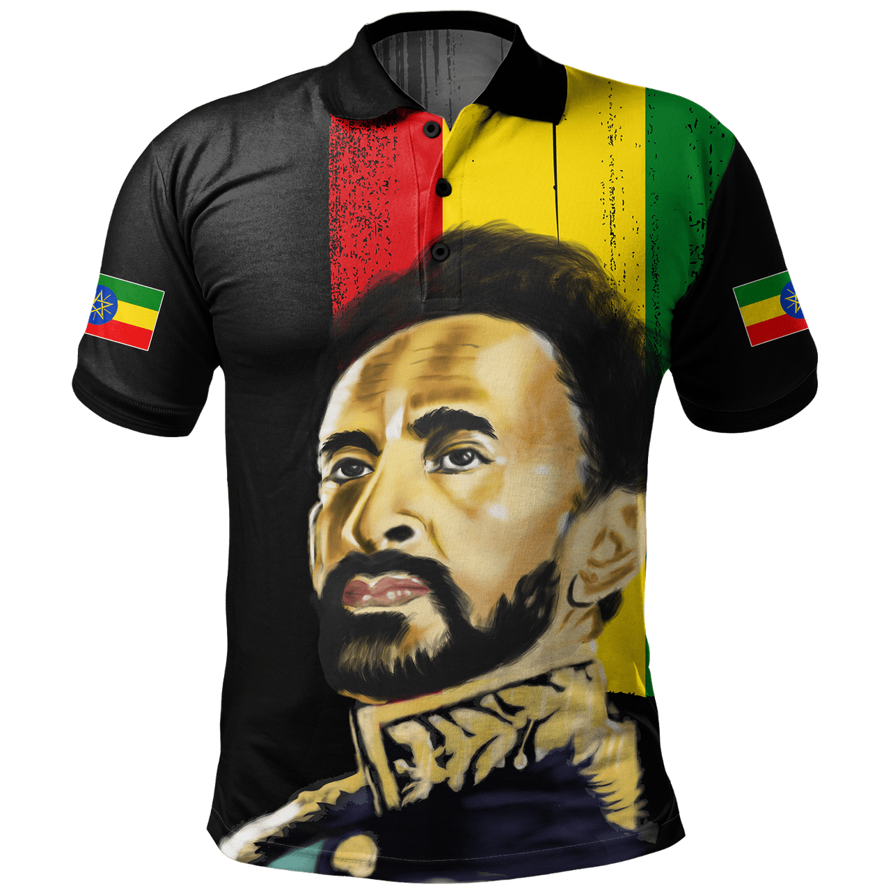 Ethiopia Polo Shirt Haile Selassie Flag