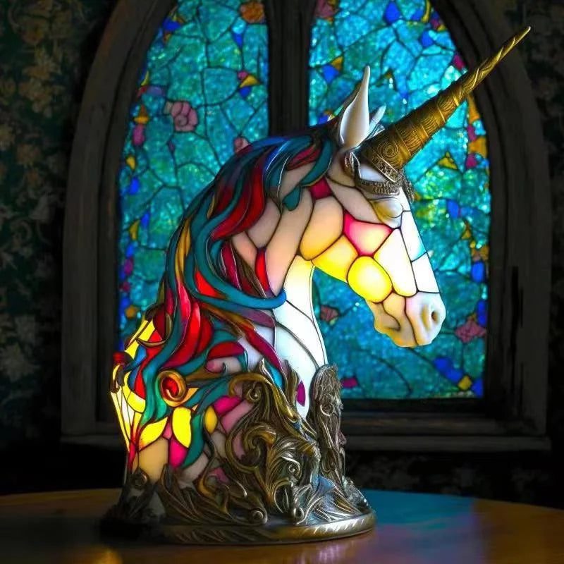 Whimsical Unicorn Table Lamp: Colorful Miniature Resin Night Light for Bedroom Bedside Decoration – Atmosphere Gifts in Animal Lamp Series NTD