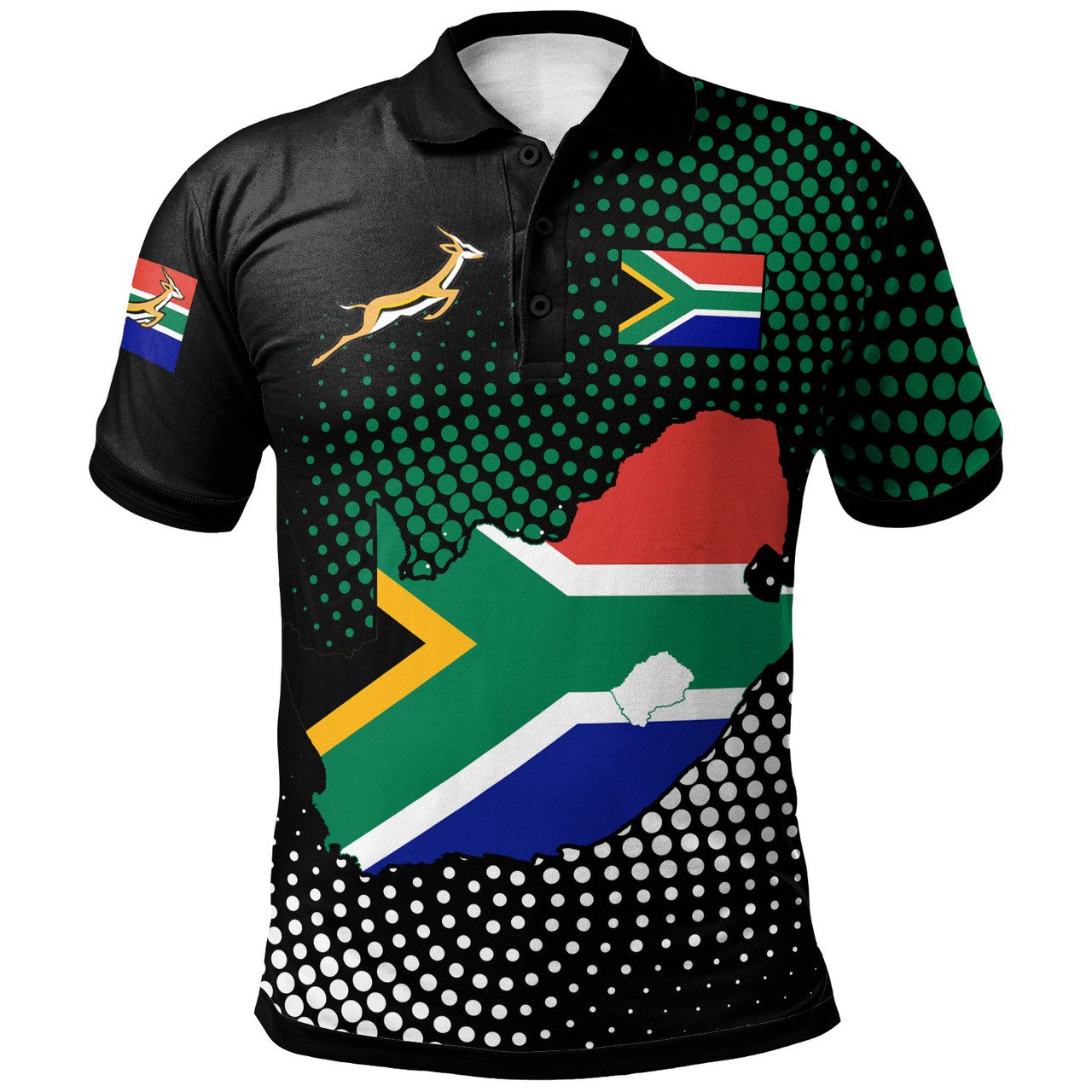 South Africa Map Flag Springbok Polo Shirt