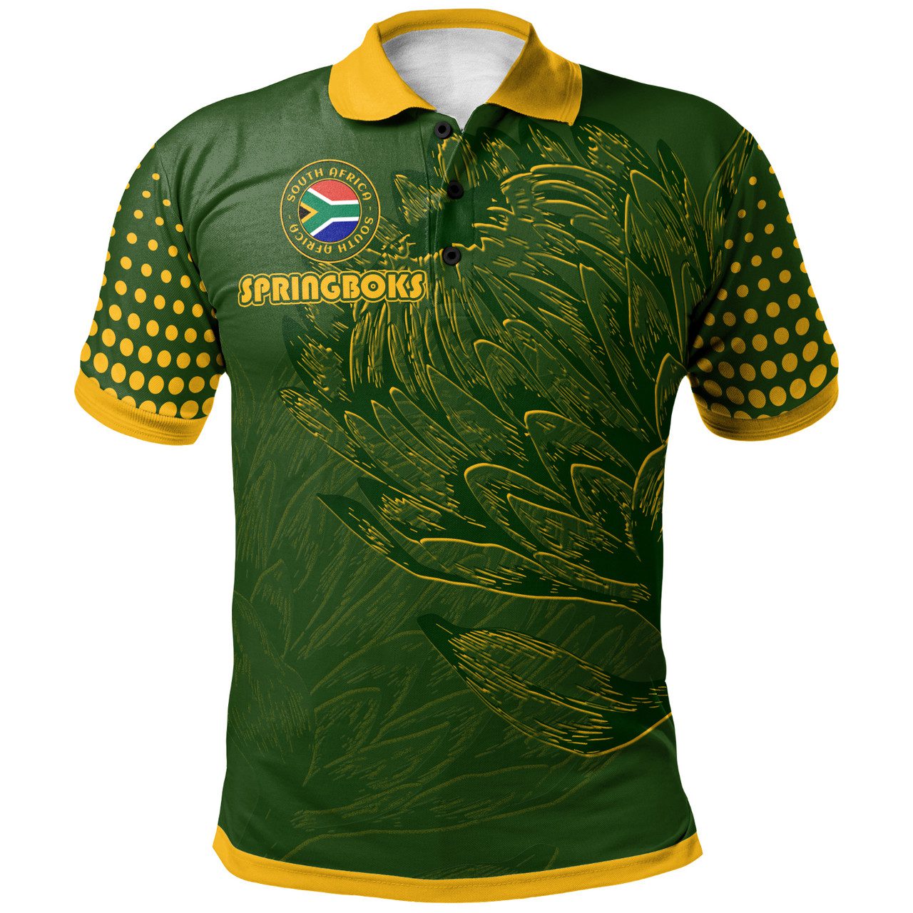 South Africa Springbok Rugby With Protea Polo Shirt