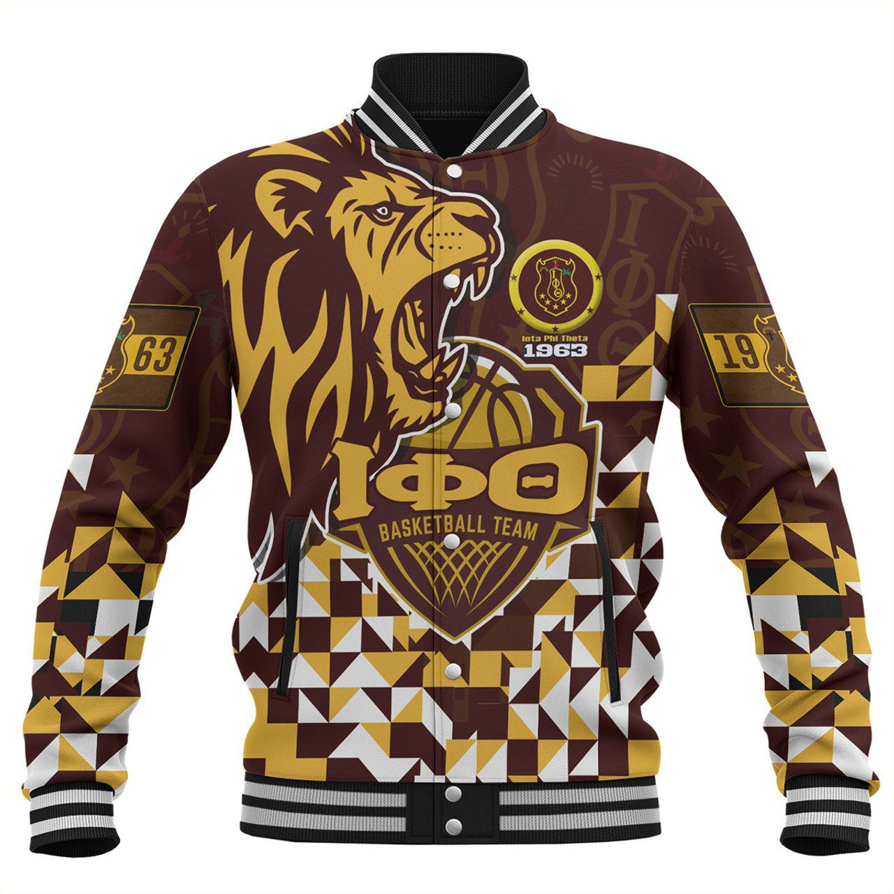 Iota Phi Theta Baseball Jacket Custom Iota Phi Theta Baseketball Lion Hexagon Jersey