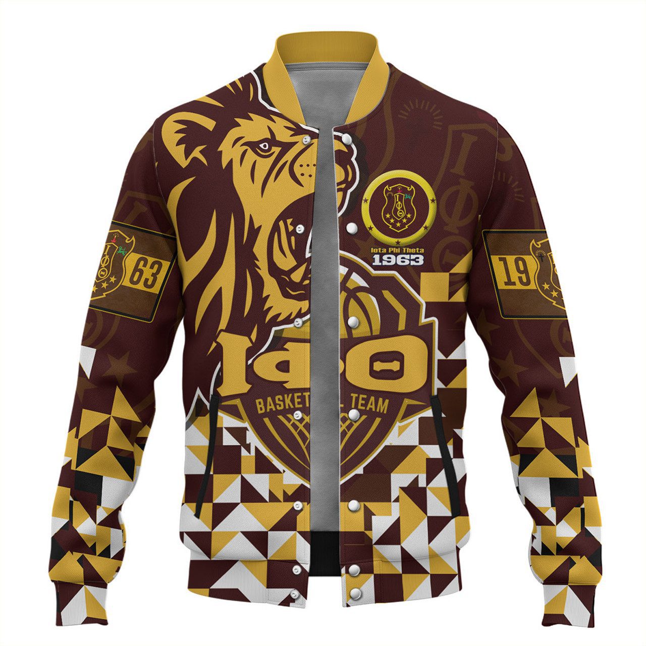 Iota Phi Theta Baseball Jacket Custom Iota Phi Theta Baseketball Lion Hexagon Jersey