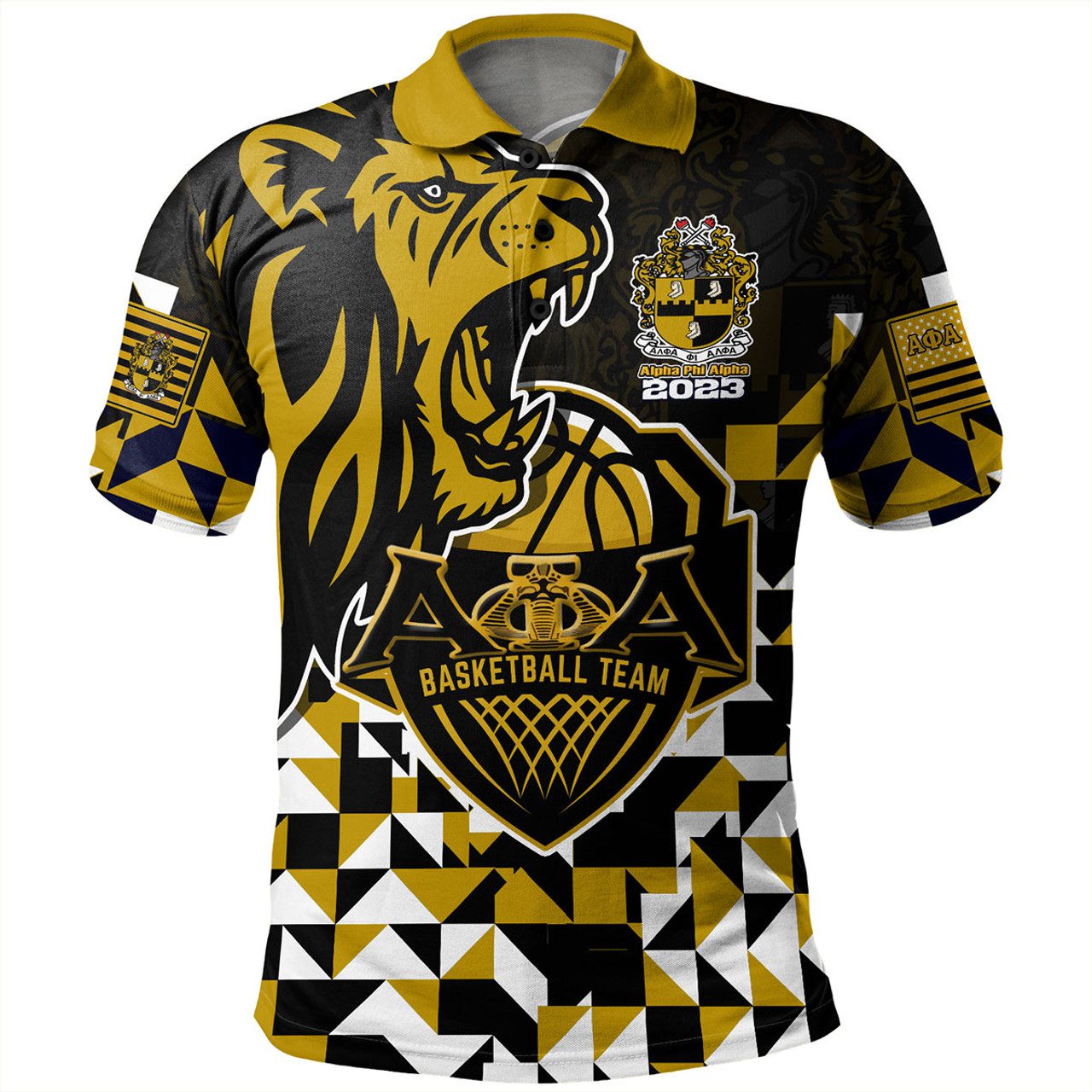 Alpha Phi Alpha Polo Shirt Custom Alpha Phi Alpha Baseketball Lion Hexagon Jersey