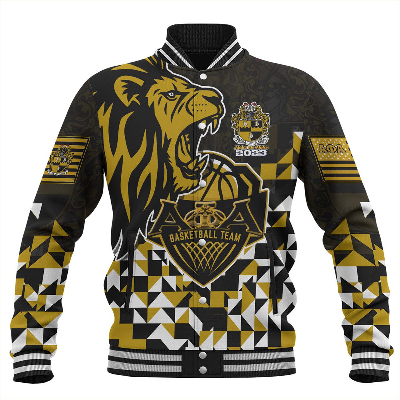 Alpha Phi Alpha Baseball Jacket Custom Alpha Phi Alpha Baseketball Lion Hexagon Jersey