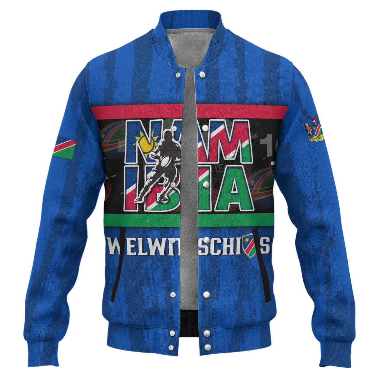 Namibia Custom Personalised Baseball Jacket Welwitschias Rugby Ball 100th Anniversary Rugby